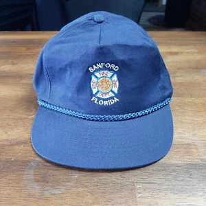 Cappello berretto vigili del fuoco Sanford Florida snap back blu SFD Flat Bill uomo - Foto 1 di 7