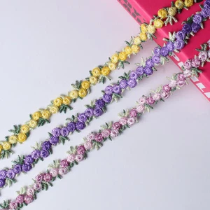 2 yardas de tela de encaje bordada con flores hágalo usted mismo costura hecha a mano artesanal - Imagen 1 de 19