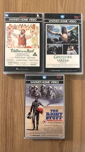 3 x Warner Pre Cert VHS Video Fiddler on the Roof, Right Stuff, Tarzan **Faulty* - Imagen 1 de 15
