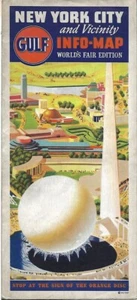 1939 Gulf Oil Company WORLD'S FAIR Road Map NEW YORK CITY Long Island Petroleum - Picture 1 of 9