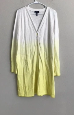 Denim & Co. By the Beach Dip Dye Knit Cardigan - Citron (Sz M) a596368 - - Image 1 of 4