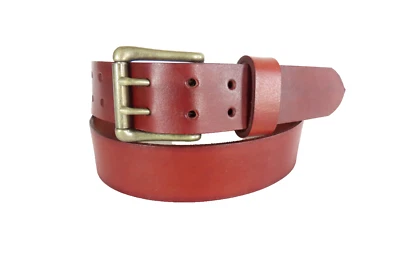 37" Handmade mahogany 100% cowhide 1.5" full grain leather belt double hole A22 - Image 1 of 4