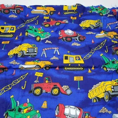 Vintage Fabric Traditions Work Zone Construction Trucks Fabric .75 yards 1997 - Image 1 of 2