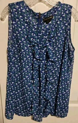 Duro Olowu Sleeveless Top Women's Size XL Blue/Green - Image 1 of 4