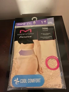 NEW SIZE 2XL WOMEN MAIDENFORM FLEXEES TAME YOUR TUMMY LACE SHAPING THONG - Picture 1 of 9