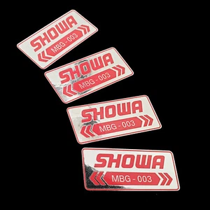 SHOWA MBG-003 Horquilla Calcomanías Gráficos Plata CROMO Vinilo PEQUEÑO 36mm x 4 Piezas - Imagen 1 de 2