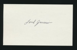 FORD GARRISON (1943-1946 Red Sox, A's) -Autographed 3x5 Index (d.2001)