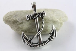 Anker Nodi Oceano Skull Biker Pirata Argento Ciondolo In Argento 925 / 128 - Foto 1 di 4