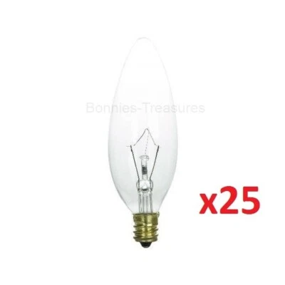 25-pack 25W TORPEDO Light Bulb E12 Candelabra Base 25CTC 25 Watt - Image 1 of 2