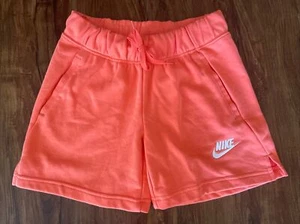 NIKE GIRLS STANDARD FIT SHORTS SIZE LARGE BRAND-ORANGE/WHITE LOGO - Picture 1 of 4
