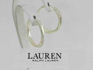 Lauren Ralph Lauren Silver-Tone Medium Pavé & Rope Chain Twist Hoop Earrings - Picture 1 of 3