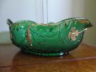 Antique Eapg 11" Fruit Bowl, Delaware, Emerald (Gold Accent) By Us Glass