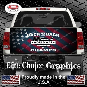 American Flag World War Champs  Truck Tailgate Wrap Vinyl Graphic Decal Sticker  - Picture 1 of 1