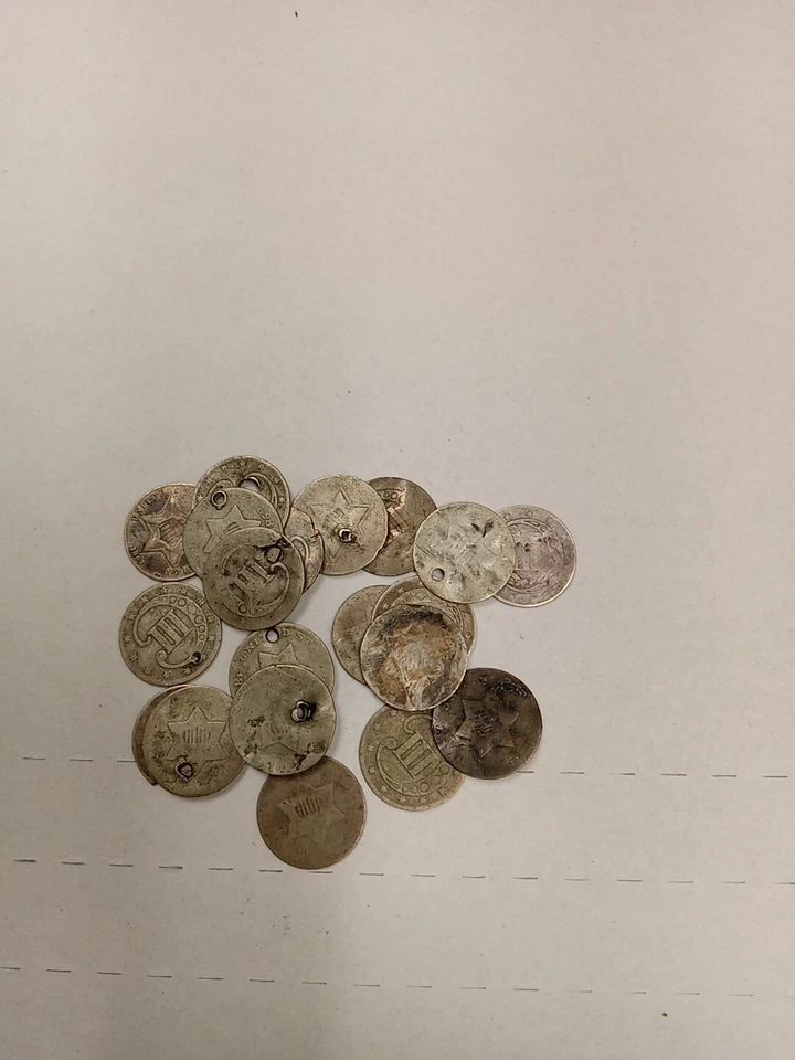  3 Three Cent Silver Bent Cull Holed Nd One Coin  - Image 1 of 1