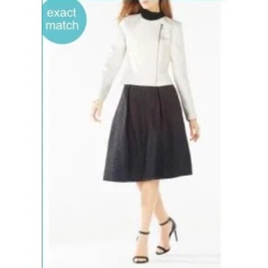 BCBGMAXAZRIA Bradlee Cable Jacquard Peplum Moto Jacket ($237) Size M - Picture 1 of 14