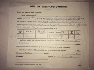Imperial Honda Sales Motorsports 1962 Honda CA77 20487 Bill Of Sale - Bild 1 von 1