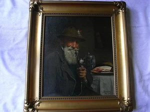 ÖLGEMÄLDE LUDWIG KANDLER 1856-1927 MANN MIT PFEIFE 1922 - Bild 1 von 4