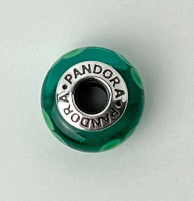 Dije de cuentas Pandora plata 925 y cristal de Murano, flores, verde, turquesa, 790649 Foto 1 de 3