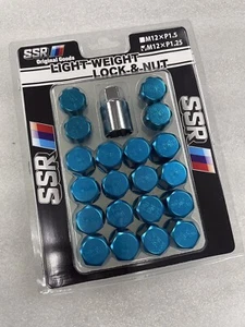 SSR light-weight lock & nut 20 Piece Set W/Key Close End M12 x P1.25 Blue - Bild 1 von 2