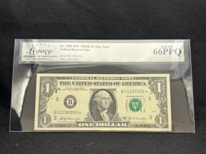United States of America, $1, 1969, Federal Reserve Note, Star Note, LCG 66PPQ - Picture 1 of 3