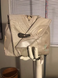 Vintage 80er SHARIF beige Umhängetasche Leder Patchwork Handtasche EUC- ATEMBERAUBEND - Bild 1 von 12