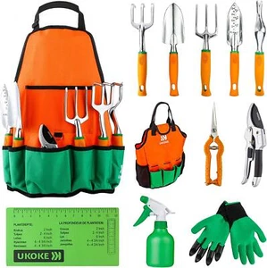 Gartenwerkzeug Set 12-teilig Aluminium Handwerkzeugset Gartenarbeit Schürze Aufbewahrung Taschen - Bild 1 von 9