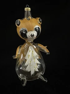 Adorno Soffieria De Carlini vintage de oso o mapache de vidrio soplado pintado a mano - Imagen 1 de 6