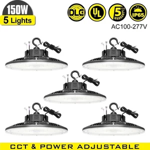 5Pack 150W UFO High Bay LED Light 3000K/4000K/5000K Adjustable, 22500Lumens DLC - Picture 1 of 9
