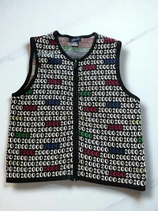 Vintage Eagles Eye Women’s Sweater Vest 2000 Y2K Millennium Zip Vest Size Large - Picture 1 of 5