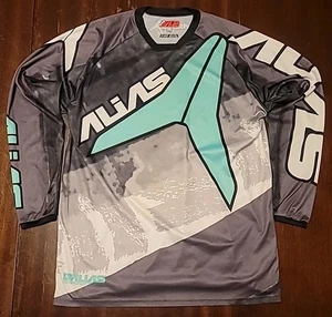 ALIAS Motobike Dirtbike Riding Jersey Mens Medium Long Sleeve Teal Grey - Picture 1 of 11