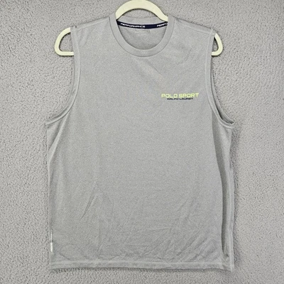 Camisa polo esportiva Ralph Lauren masculina cinza média desempenho ThermoVent regata - Imagem 1 de 4