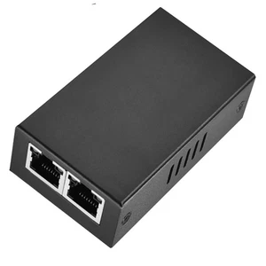 1 PC 100mbps Black Metal 2 Port POE Repeater POE Ethernet Switch Repeater - Picture 1 of 11