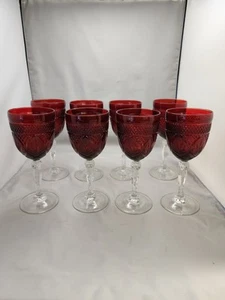 CRISTAL D'ARQUES DURAND ANTIKER RUBIN ROTWEINKELCH 8ER SET - Bild 1 von 1