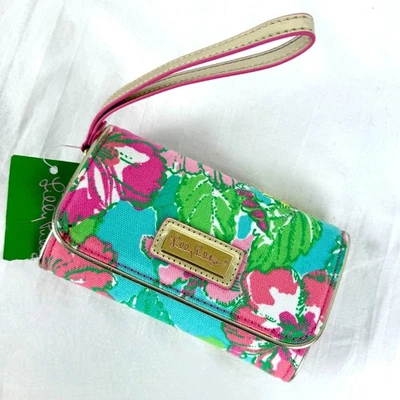 Cartera de muñeca Lilly Pulitzer estuche para tarjetas de identificación a presión azul corto es un regalo guardián Foto 1 de 4
