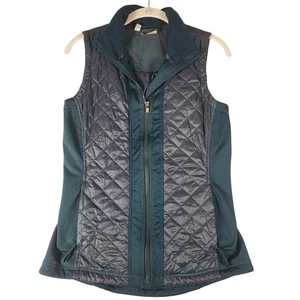 Athleta Womens Vest Small Navy Blue Quilted Full Zip Sleeveless Layering Top - Picture 1 of 12