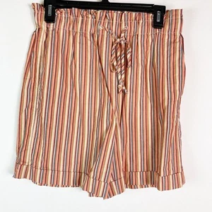 Madewell NWOT Women's Drawstring Pull-On Mid-Length Striped Paperbag Shorts S - Picture 1 of 8