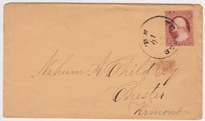 #26 - 3¢ 1857-60 negro "TEMPLO, N.H." CDS a Nahum A. Child, Esq., Chester, VT - Imagen 1 de 1