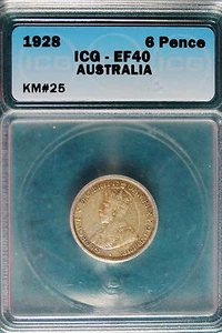 1928 ICG EF40 Australia 6 Pence KM#25!! #B7087 - Picture 1 of 2