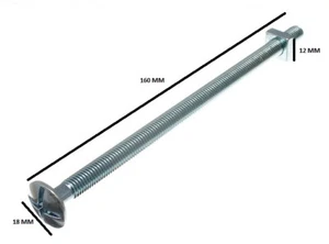 Confezione Di 12 Viti Da Tetto A Croce + Dadi Quadrati ZP 8MM X 160MM - Picture 1 of 1