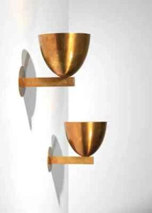 Mid Century Pair Danke studio Modern Stilnovo Wall Sconces Raw Brass by LD - Picture 1 of 13