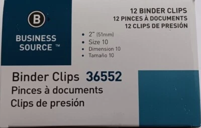 Clips de carpeta plegables Business Source 36552 negro 2" tamaño 10 grande (paquete de 12) Foto 1 de 4