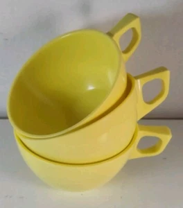 Vintage Sun Valley Melmac Tea Cup Set of 3 Yellow Retro MCM Cottagecore Coffee - Picture 1 of 5