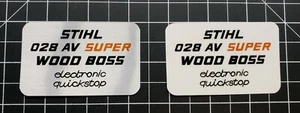 Stihl 028 AV Super Wood Boss badge plate "full overlay vinyl decal" - Orange - Picture 1 of 5
