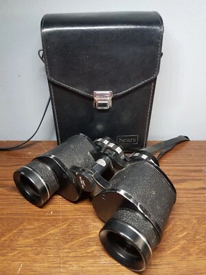 VTG Sears Amber Coated Binoculars #6212 Extra Wide Angle 1000 Yards With Case - Image 1 of 4