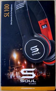 SOUL Ludacris SL100 High-Def Sound Isolation Headphones in Carry Case Red Trim - Picture 1 of 5