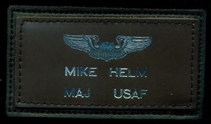 USAF Pilot Maj Helm Leder Namensschild Patch A-8 - Bild 1 von 2
