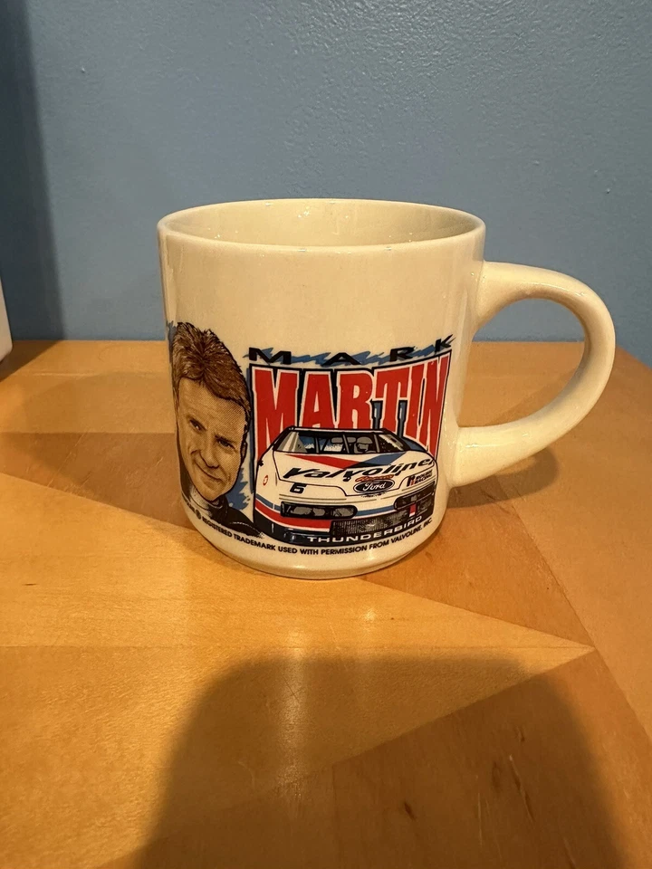 MARK MARTIN ROUSH RACING Valvoline #6 Ceramic Coffee Mug w/ Ford Thunderbird VTG - Image 1 of 1