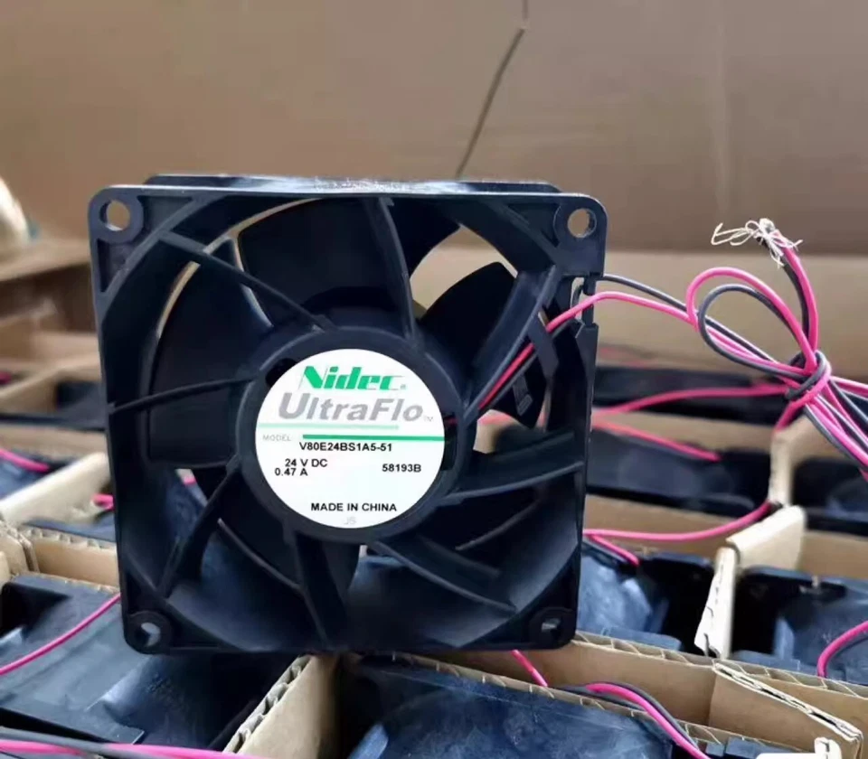 NIDEC V80E24BS1A5-51 8038 DC24V 0.47A 8CM 2-Wire Silent Cooling Fan - Image 1 of 1