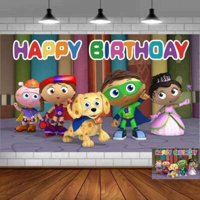 Super Why Party Supplies Backdrop Banner Photography Vinyl 5x3FT Birthday Gift - Image 1 of 4