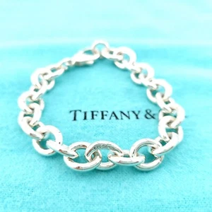 Pulsera Tiffany & Co. Plata Esterlina Unisex 10mm Rolo Eslabón Redondo Cadena 7 PEQUEÑA - Imagen 1 de 8